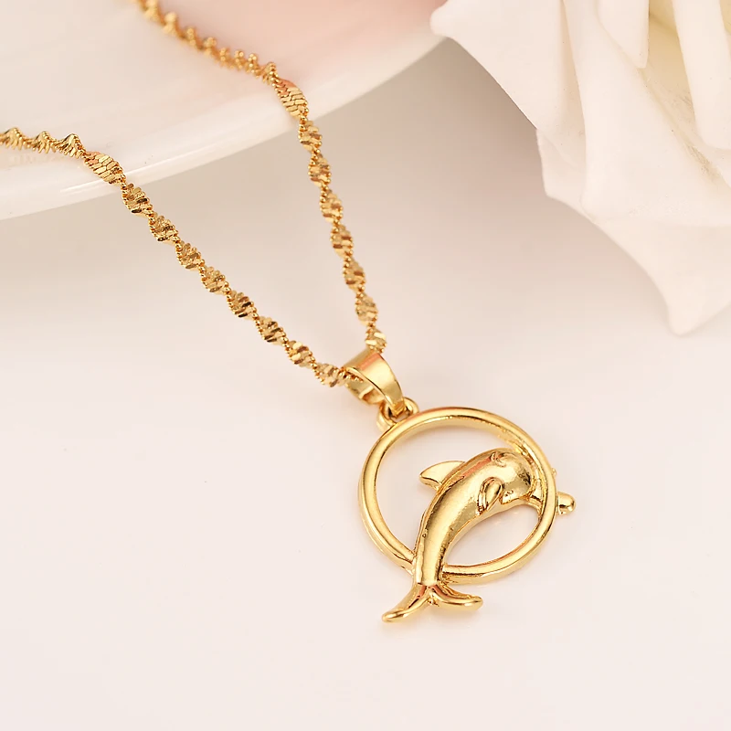 

gold lovely dolphin Necklace PNG women Jewelry Charm Pendant necklace Chain Animal Lucky Jewelry girls kids Christmas Gift