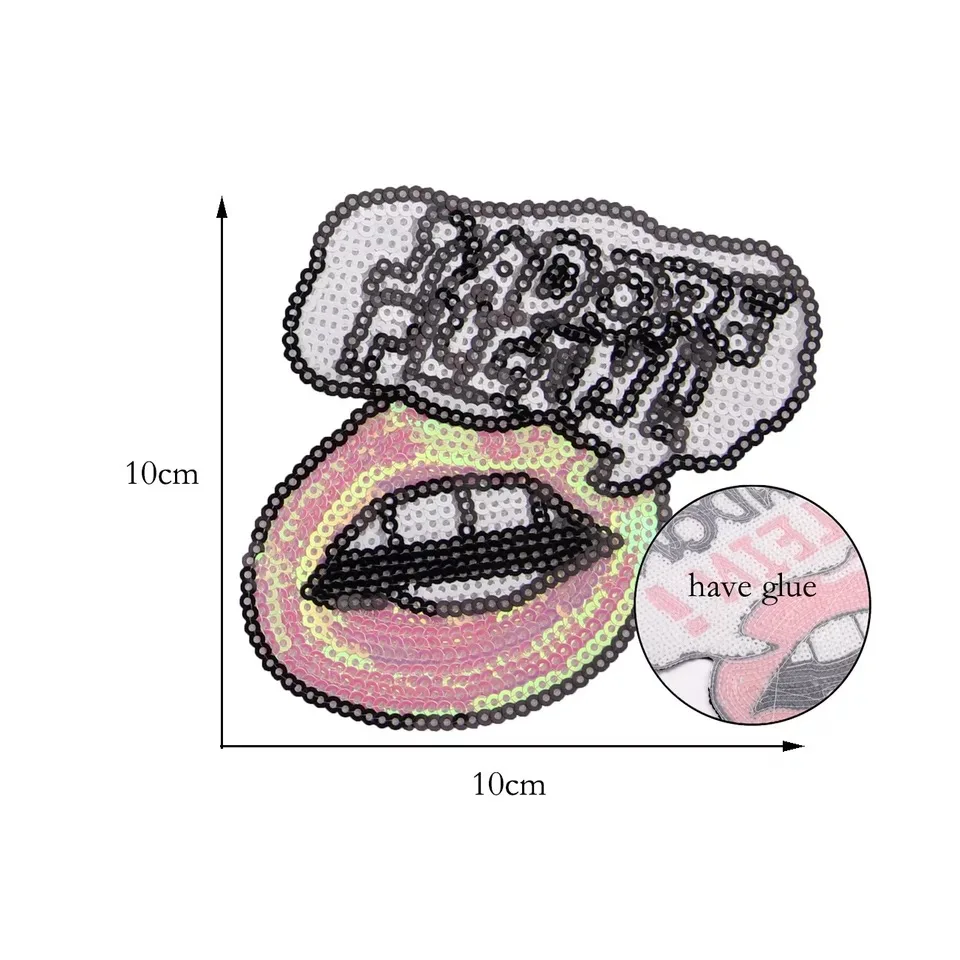 Набор из 2 розовых букв губы расшитые блестками железные нашивки для куртки шитье DIY украшения J'ADORE PLEIN! Заплатки «губы» Переводные картинки