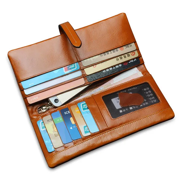 

Men Womem Genuine Leather Couple Long Wallet Card Holder Pocket Handbag 2016 New