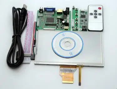 Free shipping 7 inch AT070TN90 LCD Display Screen + Kit HDMI VGA Input Driver Board + touch screen panel glass