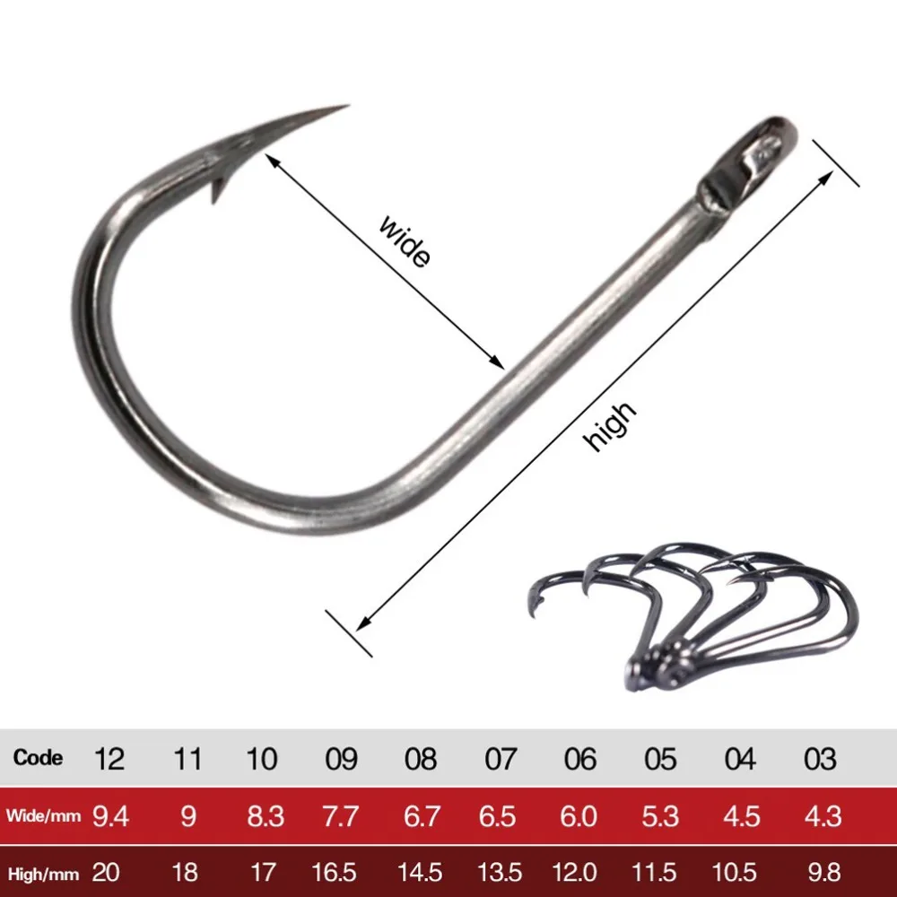 

100pcs-600pcs Crank Fishing Hook Set 100pcs With 10pcs For each Size 3-12# High Carbon Steel Fishing Hook Fishing Tackles