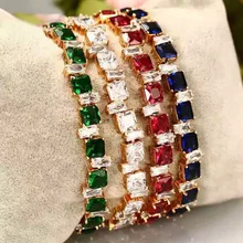 MxGxFam новые Squre красные/синие/зеленые/белые благородные браслеты для женщин 18,8 см AAA+ кубический циркон