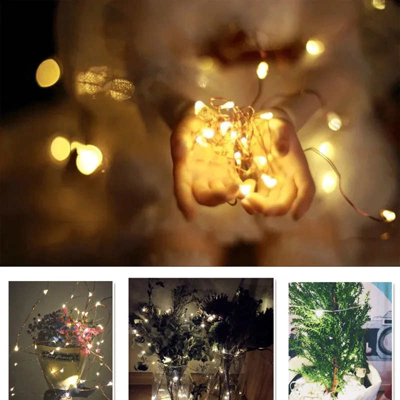 Lyfs luminaria 2 м/5 м/10 м медная проволока светодиодная гирлянда праздничное освещение