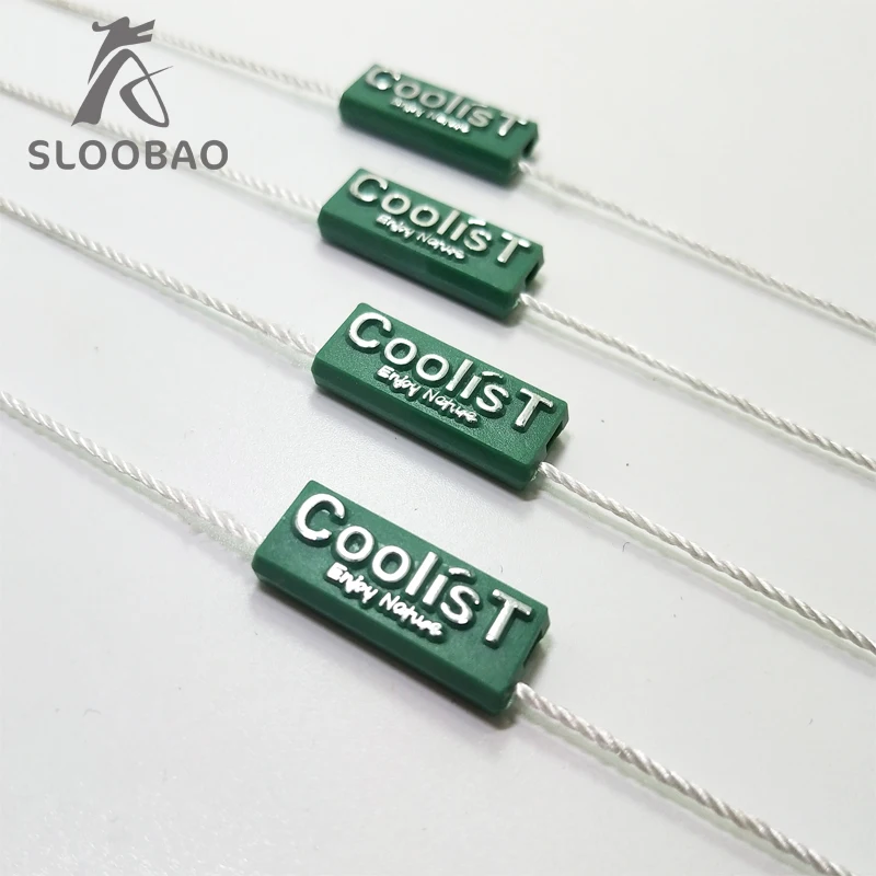 

Customized design words Good quality plastic string in apparel,hang tag strings cord for garment price hangtag