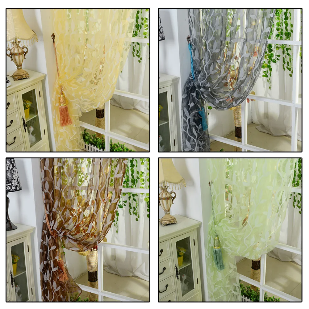 Шторы с листьями для спальни гостиной кухни|panel drapes|curtains sheerssheer panel |