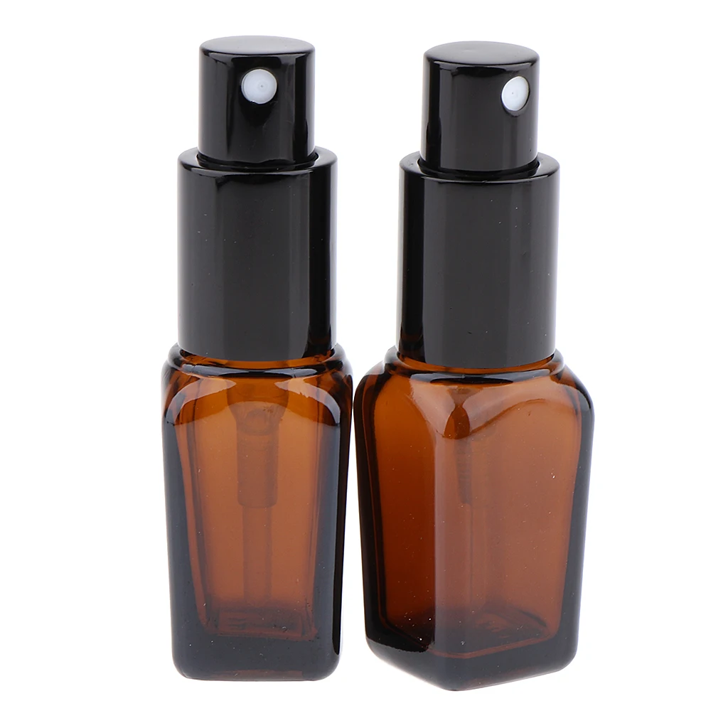 Kesoto 2pcs Brown Empty Glass Fine Mist Pump Spray Bottles for Perfume Toner Atomizer Container