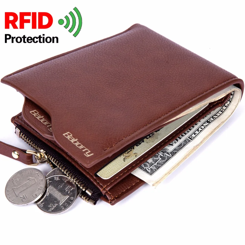 

2018 Hot Coin Bag Rfid Protection Men Wallet Casual Short Wallets Male Clutch with Zipper Card Holder Dollar Price Money Purses