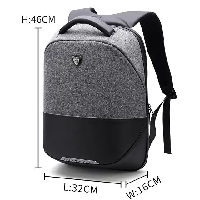 Бренд ARCTIC HUNTER, мужской рюкзак с защитой от кражи, USB зарядка, сумка для ноутбука, деловая, дорожная, повседневная, женская сумка, mochilas - Цвет: Темно-серый