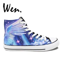 Вэнь дизайн на заказ ручная роспись обувь красивый Единорог высокие для мужчин женщин Холст Спортивная