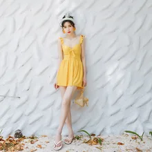 Цельный купальник пуш-ап купальный костюм Купальники большого размера для женщин Женский сексуальный на косточках корейский однотонный полиэстер