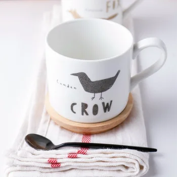 

hot With wood Ceramic Mug Coffee Cup Nordic style animal Cup card Free shipping