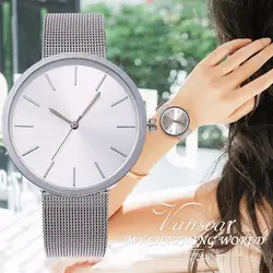Vansvar брендовые Модные Простые серебро и розовое золото сетка наручные часы Повседневное Для женщин Повседневные часы подарок Relogio feminino