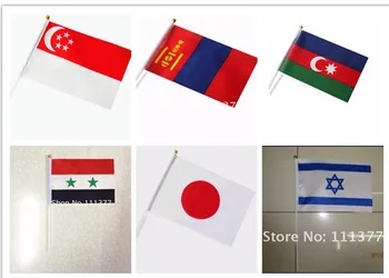

Asian National flags Azerbaijan Israel Japan Mongolia Syria Singapore Flags solid-color processing Polyester 14*21 cm