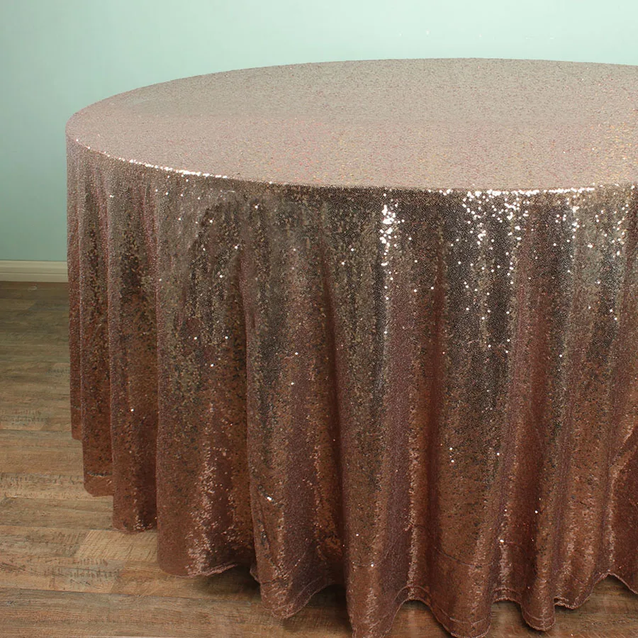 Champagne 132" Round Glitz Sequin TableCloths Banquet Table covers