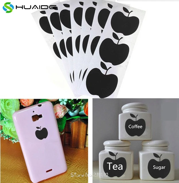12 Pcs Noir Le Tableau Étiquettes Autocollants Amovible Vinyle 12 Pcs Noir Le Tableau Étiquettes Autocollants Amovible Vinyle Stickers Muraux Pour Cuisine Chambre Étanche Sticker