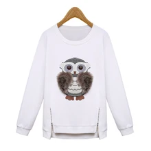 Europe Style Autumn Winter Woman Sweatshirt Pullover O-Neck Velvet Warm Loose Long-Sleeved Owl Womens Hoodies and Sweatshirts
