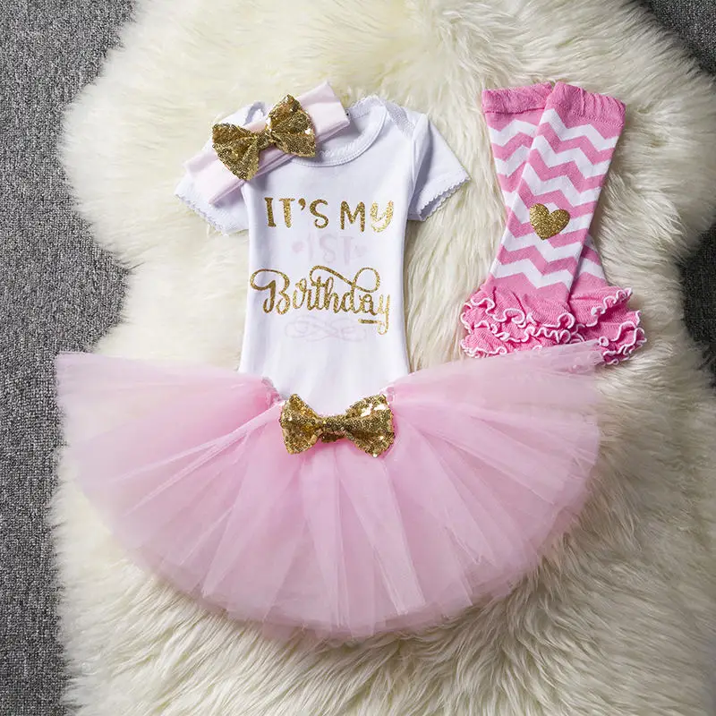 Мода для новорожденных 1 год День рождения Одежда для девочек ползунки+ юбка-пачка+ наборы повязок на голову для малышей со Свинкой принцесса детские для девочек Одежда для детей - Цвет: As Picture