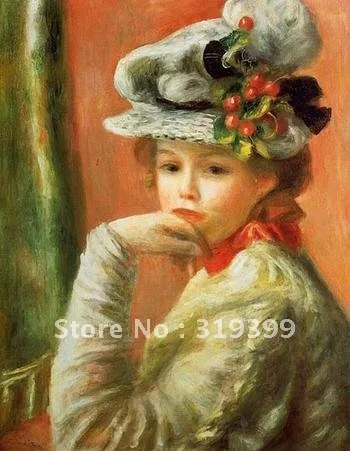 

Linen Canvas Oil Painting on linen canvas,Young Girl in a White Hat by pierre auguste renoir,DHL Shipping,100% handmade