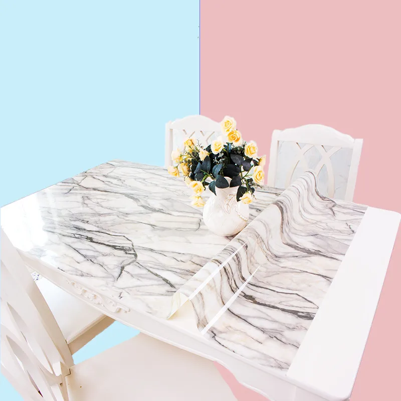  2018 new marble pattern tablecloth 1.0mm thick crystal board placemats for dining room oilproof wat
