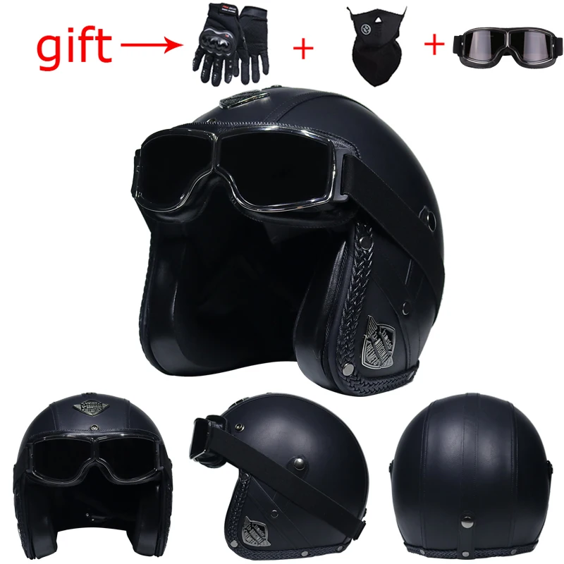 

Retro motorcycle helmet PU3/4 open face Harley helmet casco moto vintage cascos para moto DOT capacete cafe racer casco jet