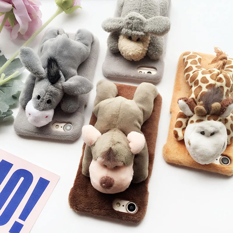 KMAX Fashion Plush Animal Toy Phone cases for Iphone X 6 6s 6plus