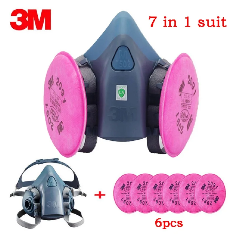 

3M 7502 half face mask with 2091 for industrial painting spray respirator working suitable for face respirator free shipping