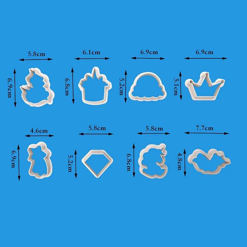 8 шт./компл. Пластик значки Единорог Сделай Сам печенья печенье прессформы торта Fondant(сахарная) пресс-форма резак инструменты для украшения торта