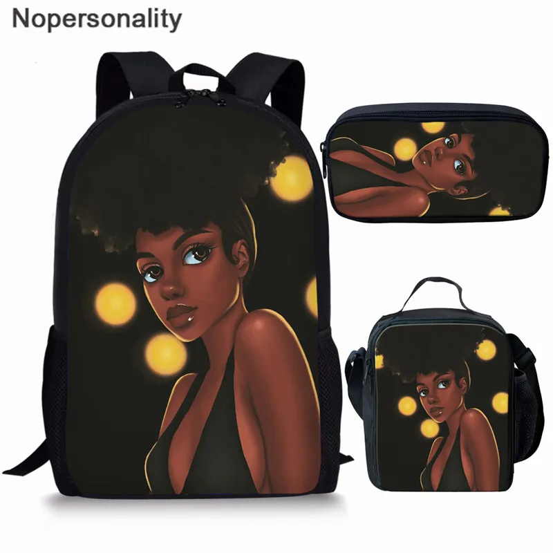 Nopersonality 3 шт./компл. африканская черная принцесса девочка детский сад школьная сумка американская Школьная Сумка подростковая детские школьные рюкзаки - Color: Z5008CGK