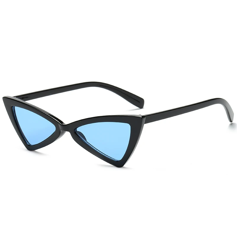 Сова город винтажные женские солнцезащитные очки треугольные черные женские солнцезащитные очки ретро красный цвет очки градиентные линзы солнцезащитные очки «кошачий глаз» - Цвет линз: Black Frame Blue