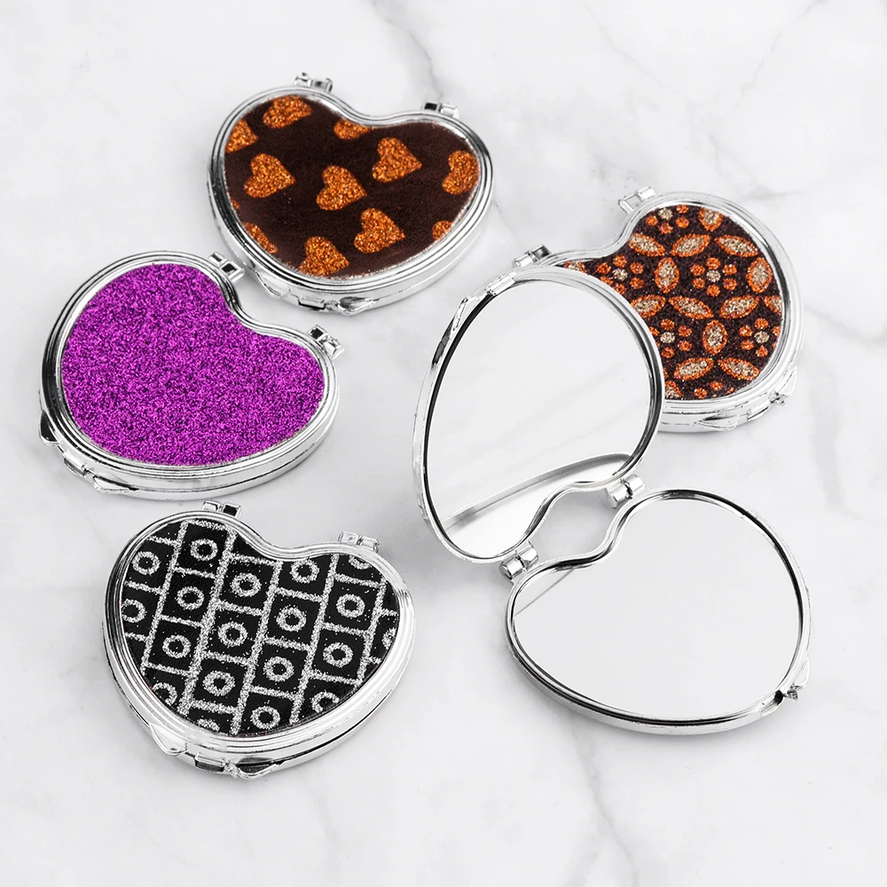 

Pocket Mirror Portable Heart Shaped Folding Double-sided Mirror Steel Makeup Mirrors Small Purse Mirror for Women Girls Ladies