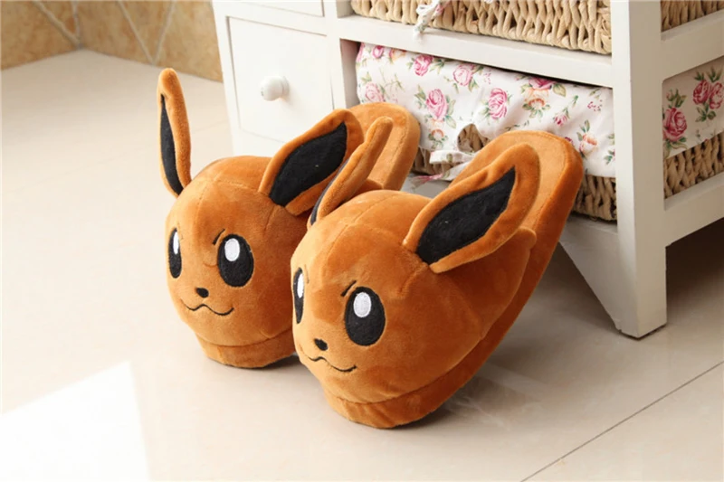 Women Anime Cartoon Pokemon Slippers Lovers Warm Woman Slippers Elf Ball Pikachu Go Plush Shoes Home House Slippers Children - Цвет: style 2