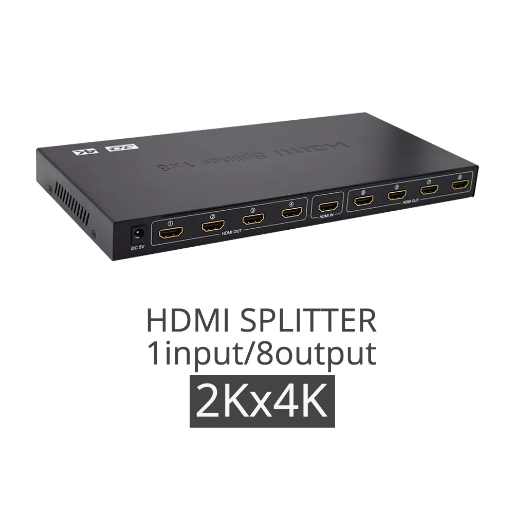 HDMI Разделение тер Full HD 1080 P 2 К* 4 К видео HDMI 1x2 1x4 1x8 Разделение 1 в 2/4/8 из двойной Дисплей для DVD PS3 Xbox с Мощность без коммутатора - Цвет: To 8P 2K 4K