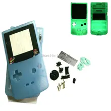Полный комплект, светящийся синий корпус, корпус, чехол для Nintendo dogameboycolor, запасная крышка, ограниченное количество, объектив мариопаттерн с резиновыми подушечками