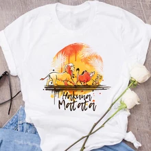 Новая летняя мода хакуна матата Ullzang лев Король женские топы с короткими рукавами футболки плюс размер футболка