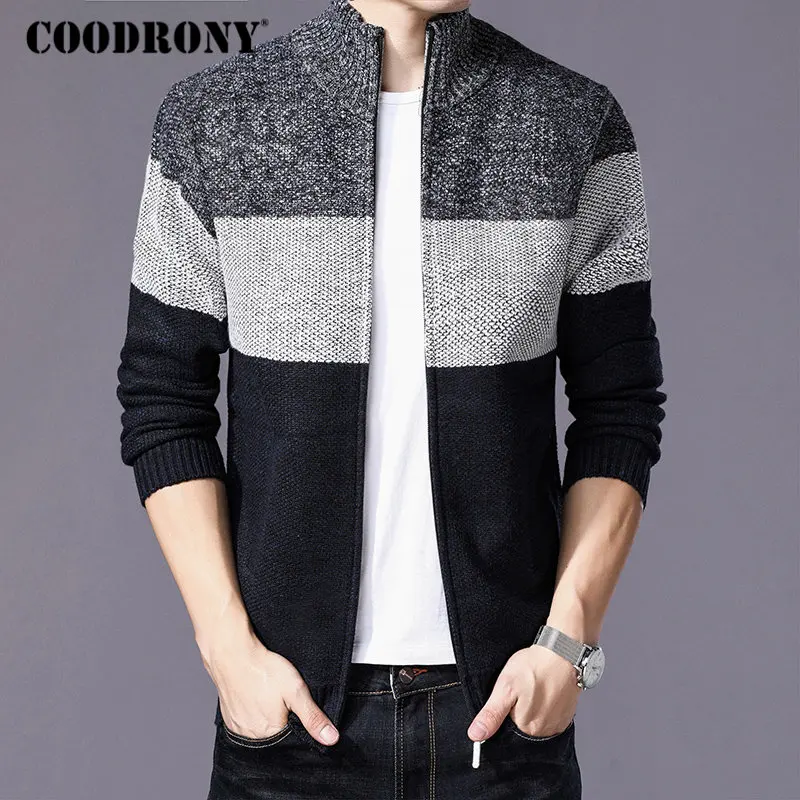 COODRONY الكشمير رداء علوي من الصوف معطف مع القطن بطانة سستة المعاطف سترة الرجال الملابس 2018 الشتاء سميكة الدافئة سترة الرجال H003