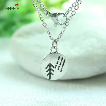 

lanseis 10pcs tiny cute women necklace pendant gift for her Cartoon charm Rain and bird in the forest jewelry