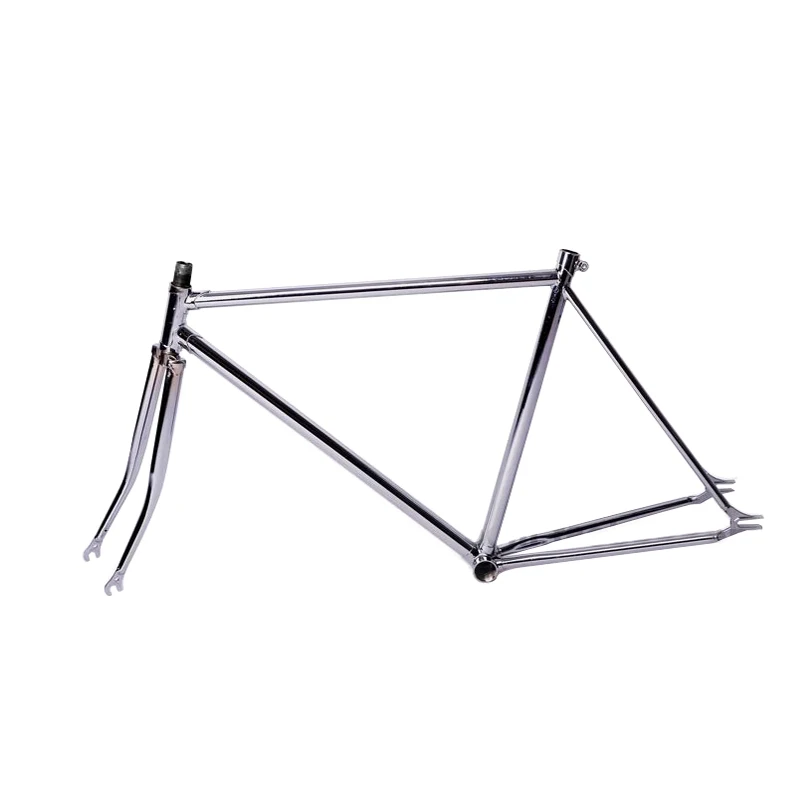 

700C bicycle frame 52cm sliver plating fixie bike frame road bicycle frame plated steel frame with fork