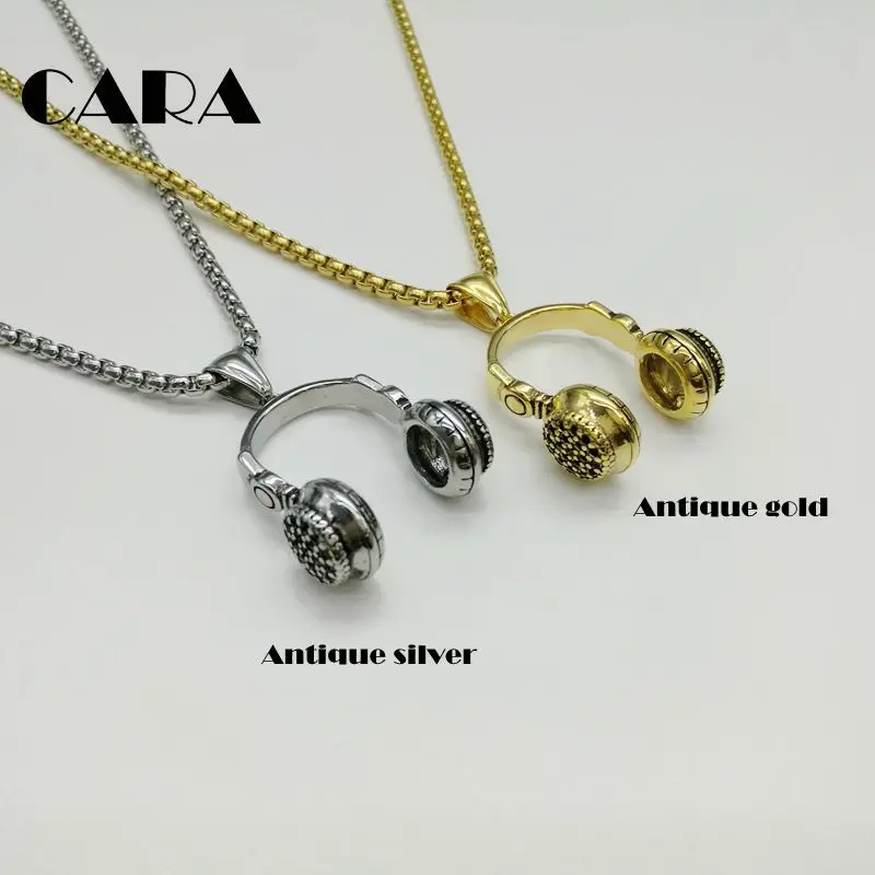 Hip Hop Jewelry Men Necklace 316L Stainless Steel Music Headphone Pendant Necklaces 2019 Fashion Cool Mens Jewelry CARA125
