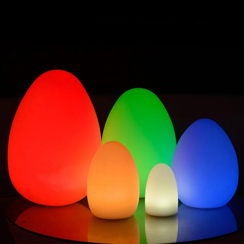 

RGB egg LED night light USB rechargeable outdoor waterproof IP68 decor desk lamps with remote control for grass park camping