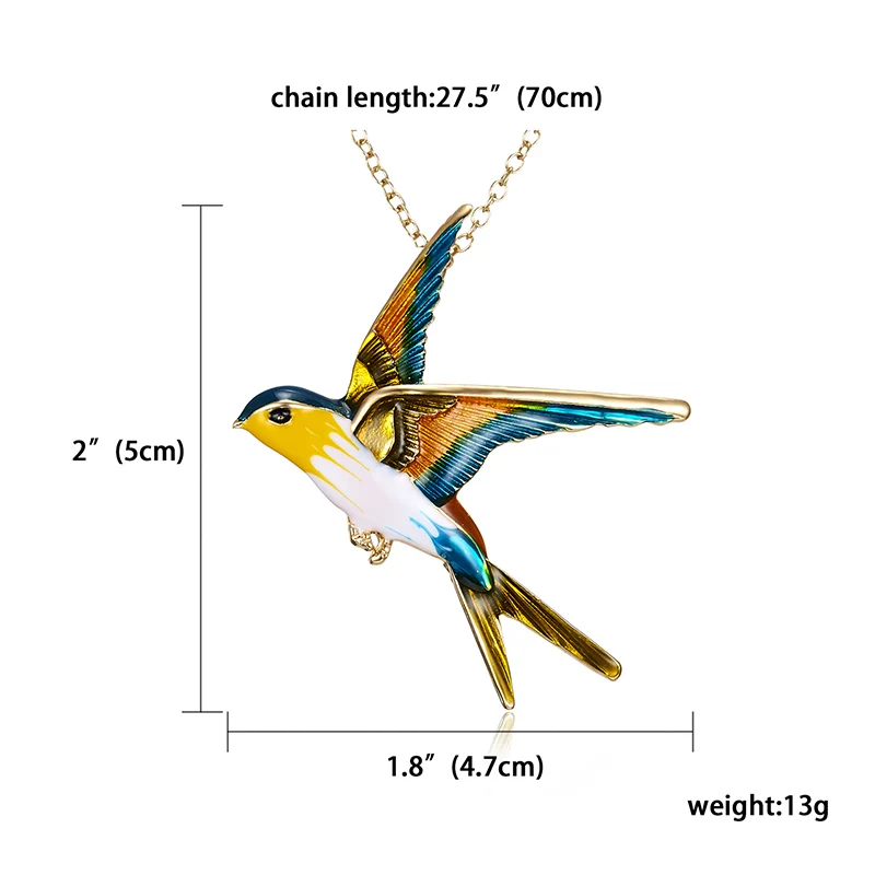 Двойное использование Ласточка Птица Форма Красочные эмалированные броши брошь с животными для женщин дети шарф костюм лацкан Праздничная брошь ювелирный подарок - Окраска металла: Yellow- Green