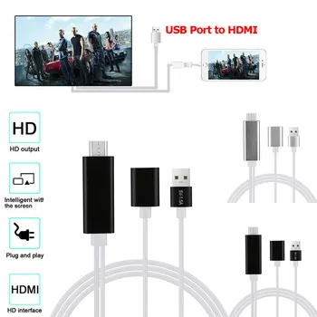 

USB 3.0 to HDMI 4K HD 1080P HDTV AV TV Adapter Cable Cord for iPhone /Samsung Wire Line 4-Pole Wire