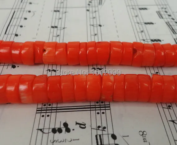

Orange Coral Disc Heishi Beads Strands,Natural Bamboo Coral Loose Beads Making Bracelet Jewelry Necklace 4x10mm
