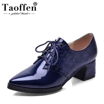 

Taoffen 2019 New Style Women Pumps Shallow Women Shoes Lace Up Pointed Toe Square Heels Women Casual Shoes Wholesales Size 34-42