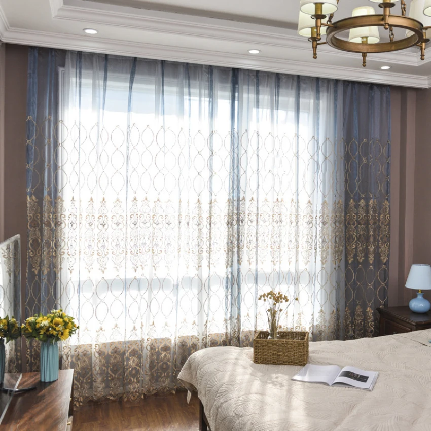 Сетчатая занавеска для гостиной, европейская роскошная прозрачная вуаль, ткань для окна, спальни, тюль с драпировкой, индивидуальная обработка M& 072#30