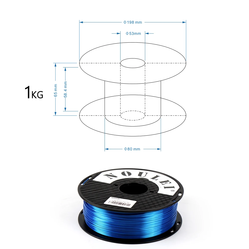 Noulei 3d принтер нить шелк PLA 1,75 мм 1 кг шелковистые блестящие сапфировые синие 3D материалы для печати