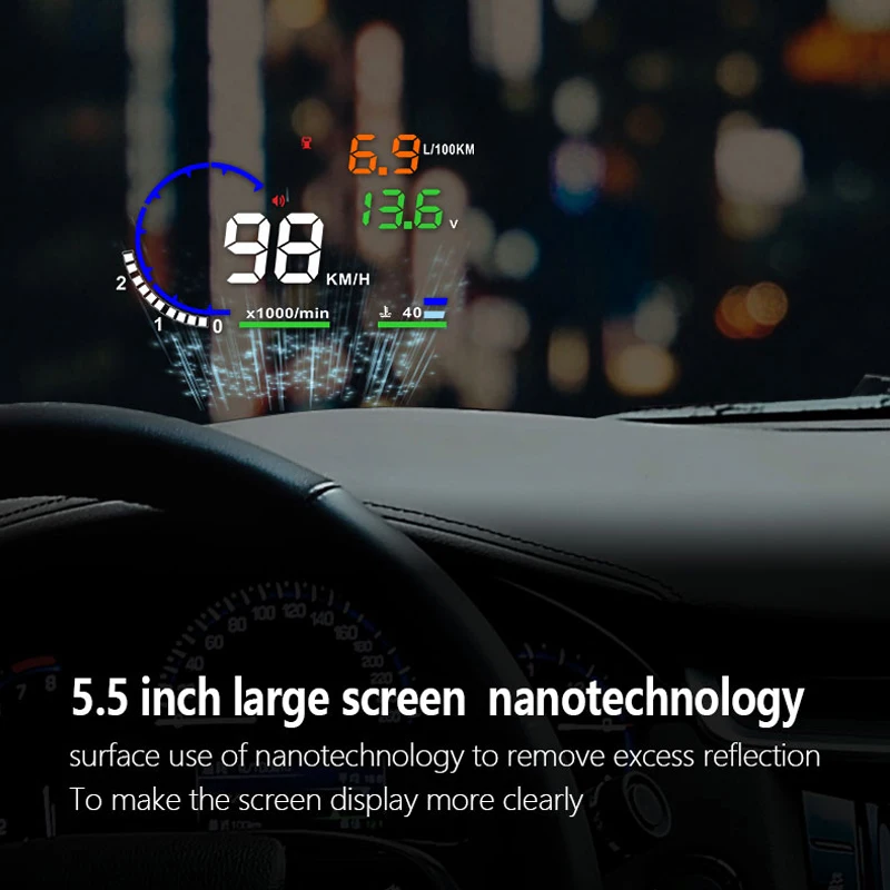Автомобильный проектор на лобовое стекло YASOKRO A8 HUD топлива OBD II и спидометры EOBD