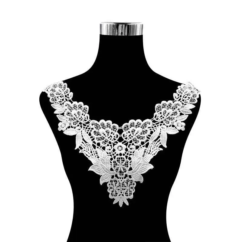 

Luxury 3D Flowers Applique Trim Embroidery Venise Lace Collar DIY Guipure Fabric Sewing Trimmings And Embellishments For Dress