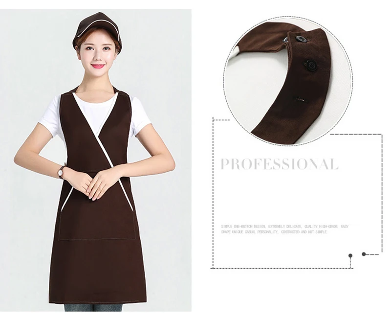 Kitchen tooling milk tea nail shop waiter overalls women fashion cotton34