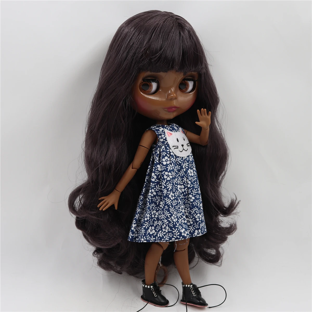 ICY DBS Blyth Doll 1/6 bjd toy super black skin tone deep purple hair joint body 30cm toy anime girls 3