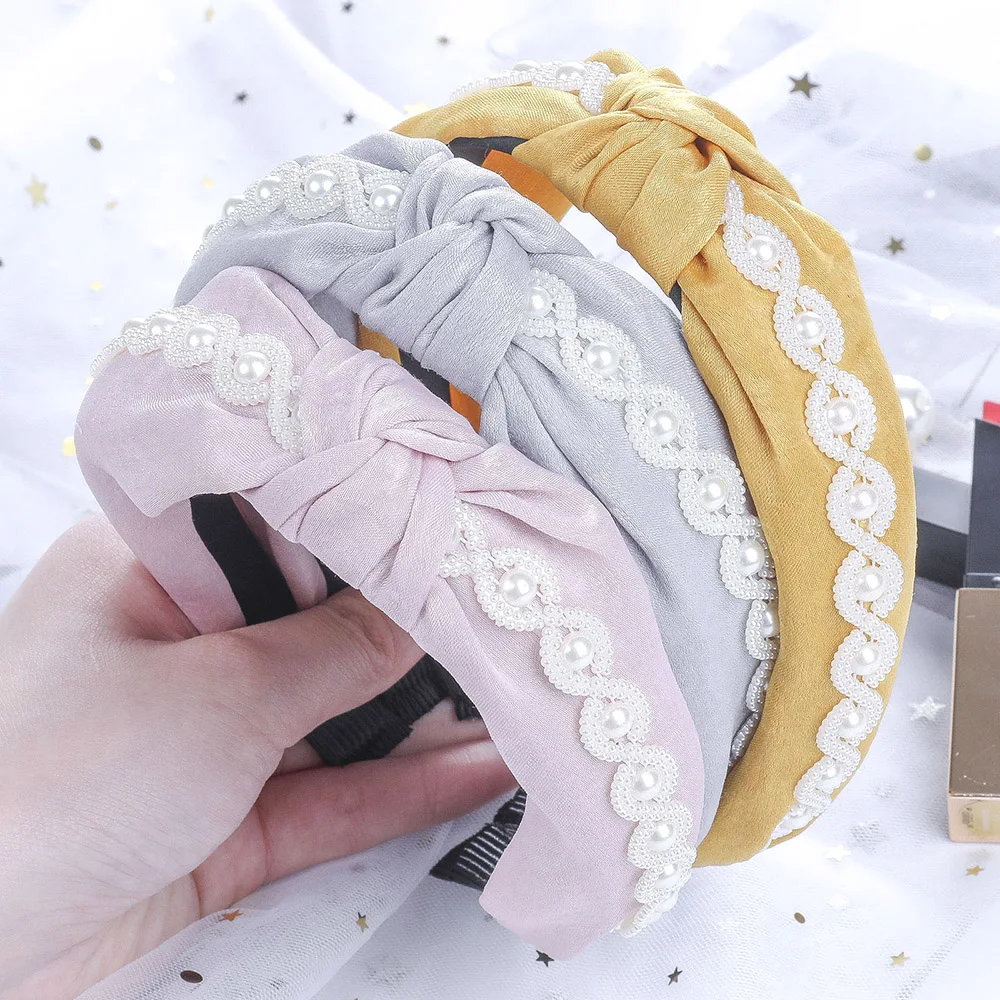 

Haimeikang Women Knit /Satin Knotted Hairband Hair Accessories Imitation Pearls Stripe Head Band Hairbands for Girls Headband